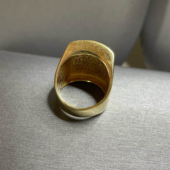 Itor Italy Sterling Silver 925 Vintage Wide Heavy Sz 7 Ring Gold Overlay. - Picture 3 of 12